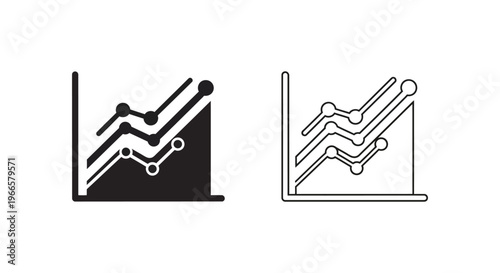 Black and White Line Graphs with Increasing Trends Vector