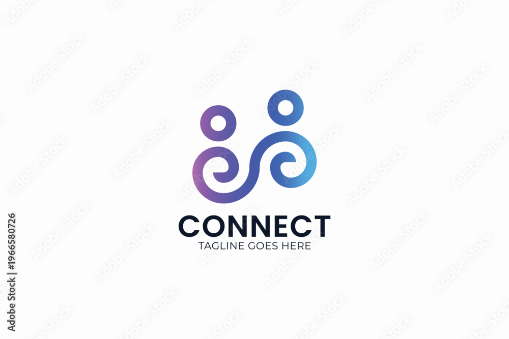 Naklejka premium Abstract One Line People Logo Representing Connection, Technology, and Communication