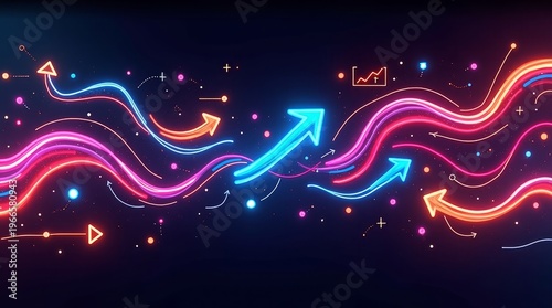 Neon arrows and lines blue pink