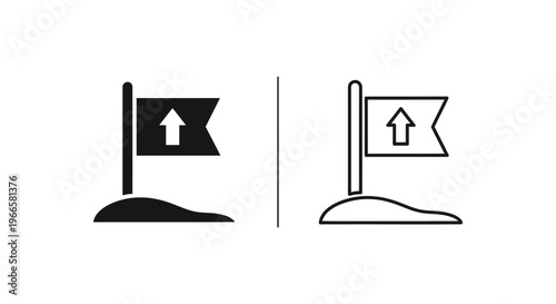 Flags with Arrows Pointing Up for Direction and Growth Vector
