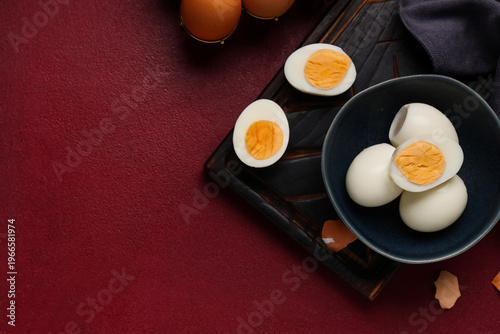 Bowl with fresh boiled eggs...