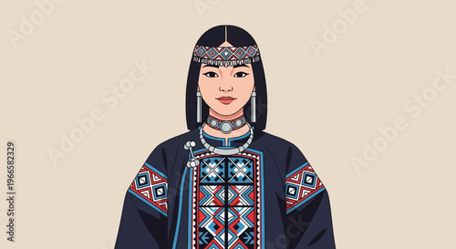 Indigenous Woman in Traditional Clothing, Ethnic Costume, Cultural Attire