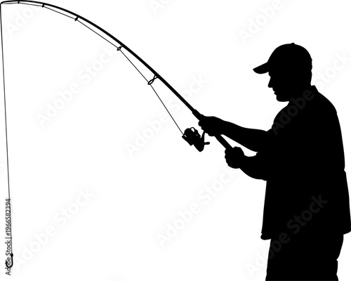 silhouette of a fisherman isolated on transparent background