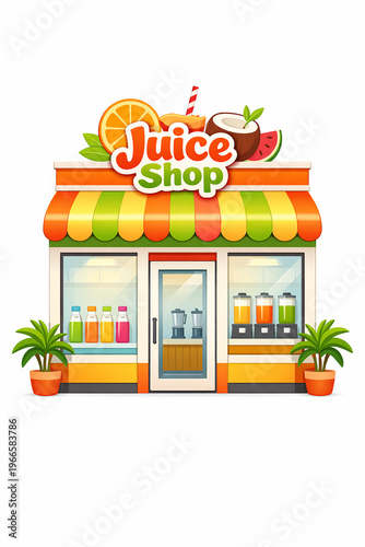 Vector illustration of a modern juice shop