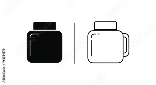 black and white icon of bottle and mug Vector