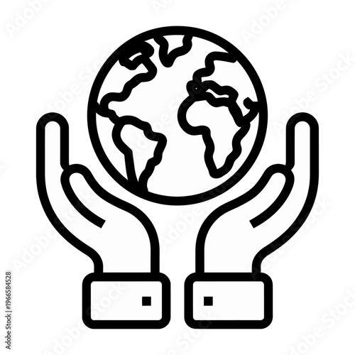Vector of two hands holding a globe symbolizing care for the earth