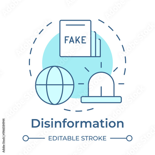 Disinformation soft blue concept icon. Media literacy. Fake news, international information. Round shape line illustration. Abstract idea. Graphic design. Easy to use in article, blog post