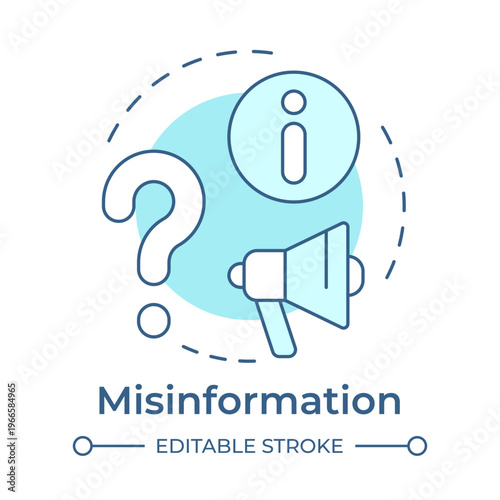 Misinformation soft blue concept icon. Social manipulation, communication methods. Information control. Round shape line illustration. Abstract idea. Graphic design. Easy to use in article