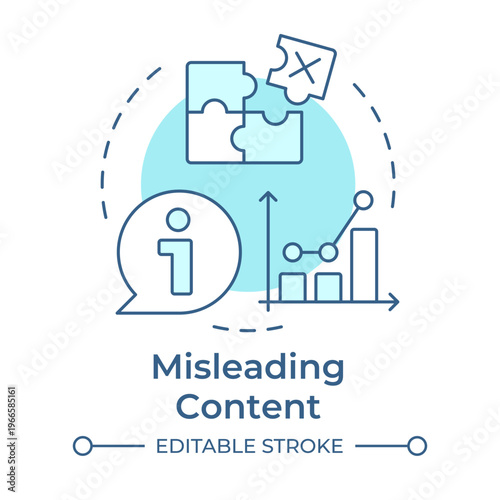 Misleading content soft blue concept icon. Information manipulation. Statistical metrics. Round shape line illustration. Abstract idea. Graphic design. Easy to use in article, blog post