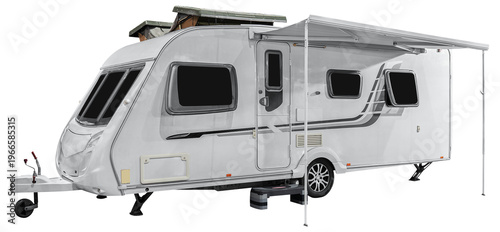 Foto White caravan trailer or motorhome
