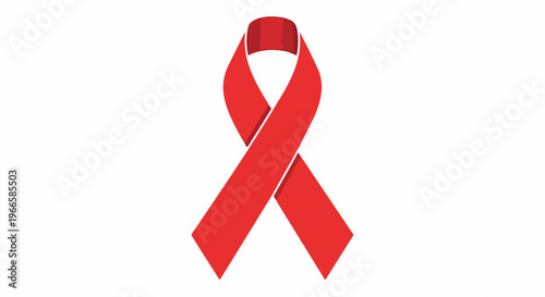 Red Awareness Ribbon Isolated on White Background