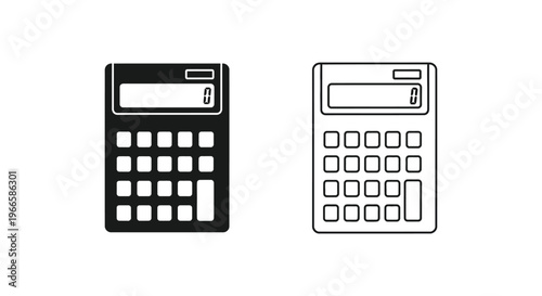Calculator icons, black and white, simple design Vector