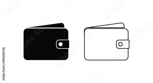 black and white wallet icon Vector