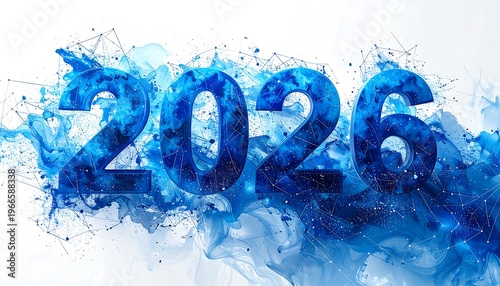 Digitally created illustration of the year 2026 with abstract elements