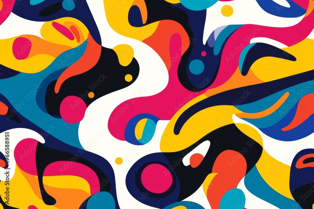 Fototapeta premium Colorful abstract pattern with curves and shapes on a white background in a modern style