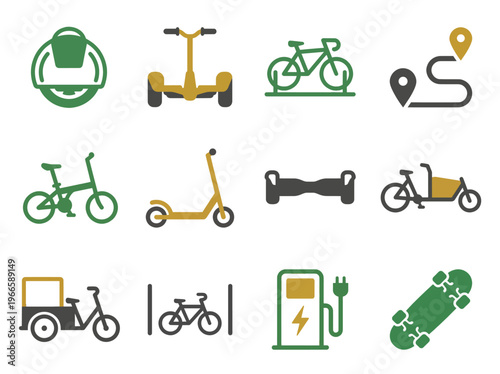 Micro-mobility icons in a clean grid layout