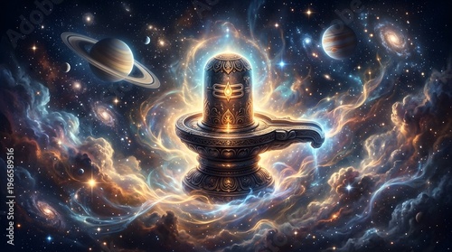 Ancient Shiva Linga with Majestic Background, made by Ai