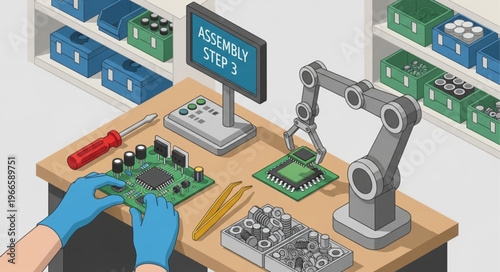 Robotic Assembly Line - Precision Manufacturing of Electronic Components.
