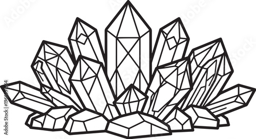 Crystal Cluster Gemstone Coloring Page