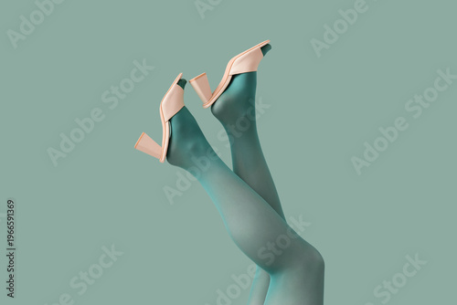 Female legs with tights and...