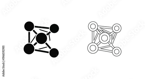 Molecular Structure Diagrams Black and White Vector
