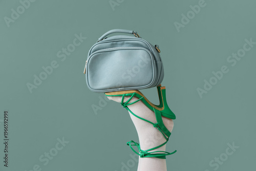 Female leg with sock, shoe ...