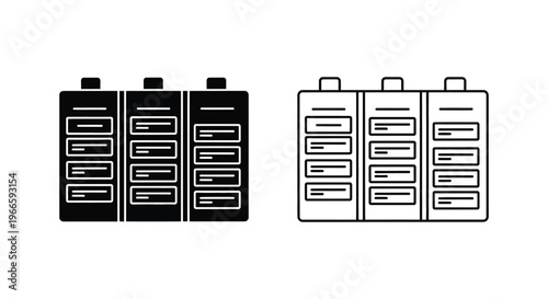 Server Rack Diagram Icon Set Vector