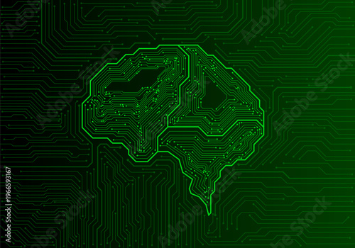Technological brain. Circuit board. Technology background. Vector illustration