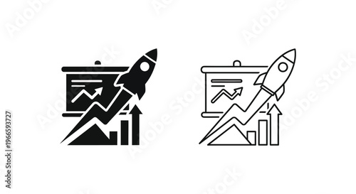 Rocket Launch Growth Chart Graph Vector