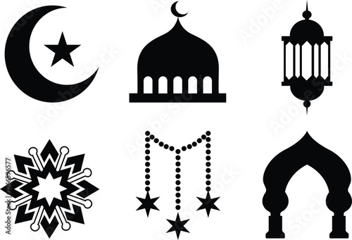 set of islamic icons vector