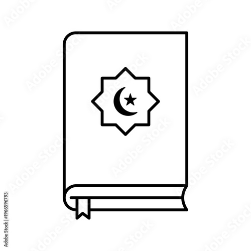 Holly quran holy book of islam line art icon
