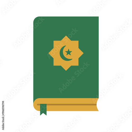 Holly quran holy book of islam flat color icon
