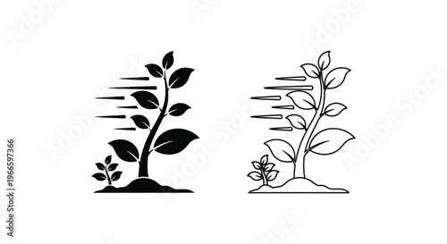 Windy Plant Growth Nature Elements Vector