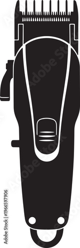 Professional electric hair clippers top view on checker background.