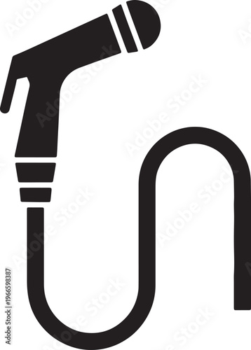 Bidetspray hose and handle icon in black on transparent background.