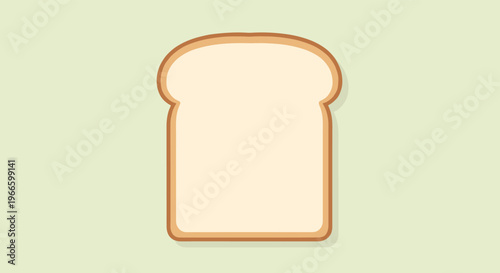 Simple illustration of a single slice of white toasted bread with a brown crust centered on a pale green background.