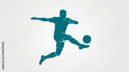 Dynamic silhouette of a male soccer player striking the ball