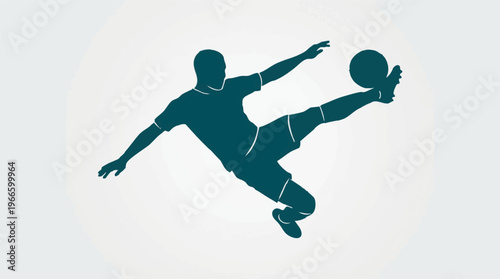 Soccer player silhouette performing a dynamic bicycle kick