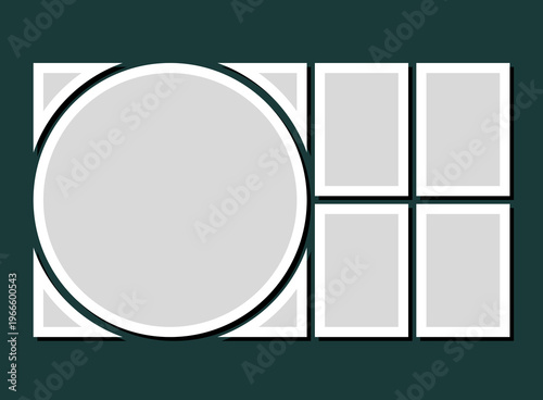 Template collage of five frames, images, photo