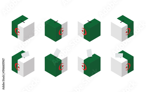 Algeria Election Ballot Box Vector Isometric