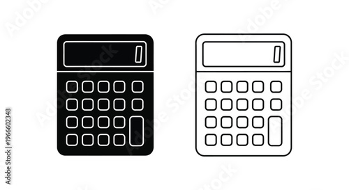 Black and white calculator icons for business finance Vector