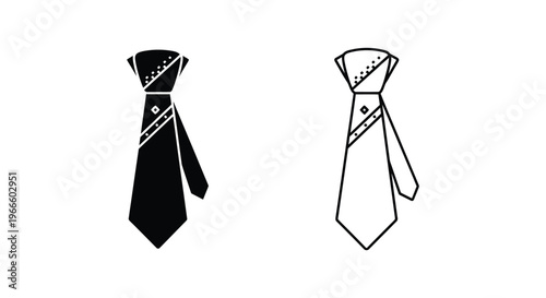 Ties for Men Fashion Accessories Black and White Vector Illustrations Vector