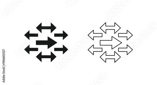 Arrows in a Circular Pattern, Directional Icons Vector