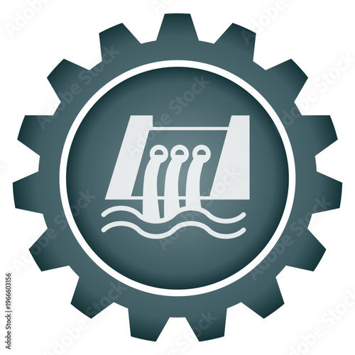 Hydroelectric dam power plant renewable energy gear icon vector png