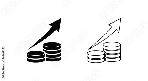 Increasing Coins with Arrows Growth and Development Vector