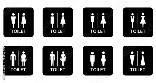 トイレマーク・ピクトグラムの男女アイコン黒