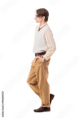 Fashionable young man in kn...