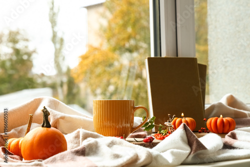 Yellow mug and autumn decor...