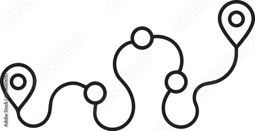 Horizontal sequential path with multiple location pins representing project phases transit stops and timeline milestones vector