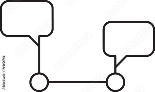 Two connected blank speech bubbles representing communication dialogue network connection and strategic business conversation discussion vector